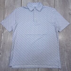 IBKUL Polo Shirt Mens Medium White Flamingo Print UPF 50+ Performance Golf Top